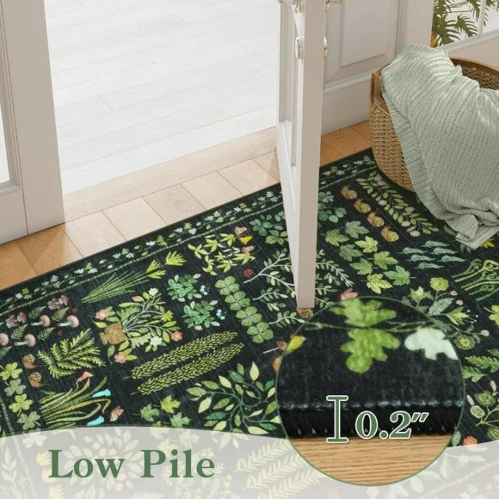 New 2x6 Washable Runner Rug, Non-Slip Low-Pile Floral Carpet for Hallway & Entry